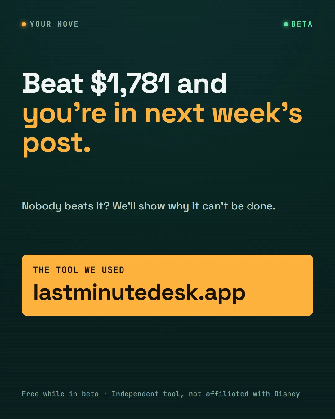 Beat $1,781 and you're in next week's post.